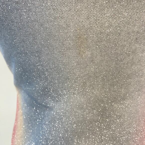 Vintage 90s Y2k Sparkle Mini Dress Glitter Ombre Stripe Silver Pink Blue Small - Picture 4 of 9